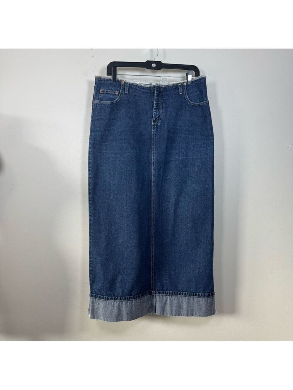 Vintage Manager Canada Denim Maxi Skirt raw edge waist  size 33
